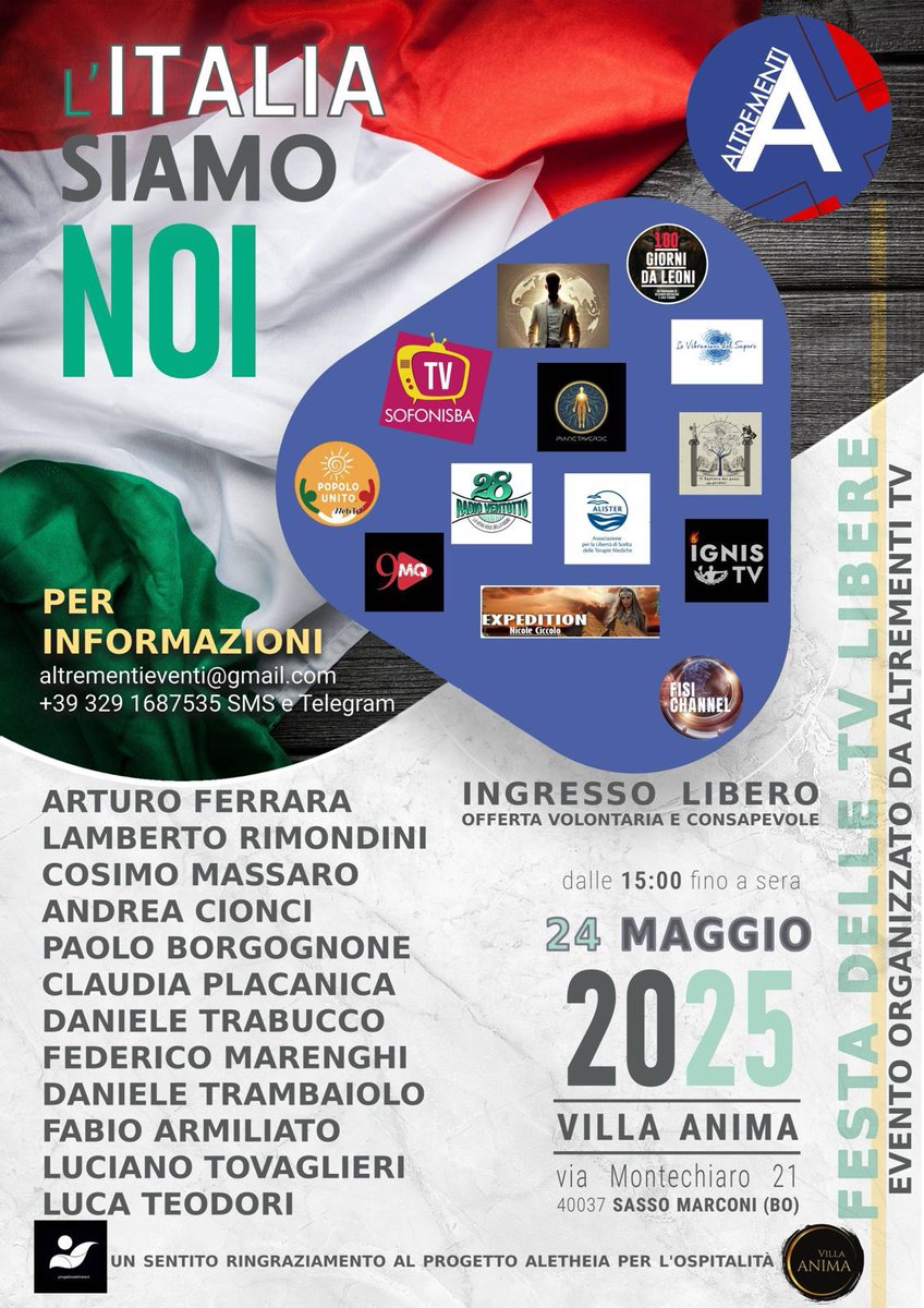 La locandina è provvisoria… ci saranno aggiornamenti di nuovi ospiti e canali amici che aderiranno all’iniziativa!