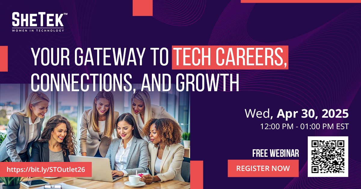 Ready to make waves in tech? 🌊 Join our free SheTek Community webinar! Discover support, mentorship &amp; new opportunities for women &amp; allies in tech.

🔗 bit.ly/STOutlet26

#SheTek #WomenInTech #TechNetworking #EmpowerWomen #FreeWebinar