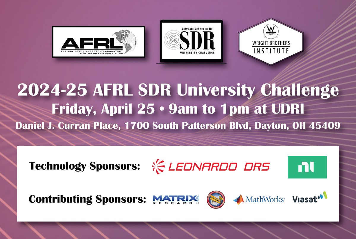 Join us for the 7th Annual Software Defined Radio (SDR) University Challenge! The final event will feature 8 teams from across the country competing for the top prize with their SDR innovations.

Registration link: zurl.co/5QREe

Press release: zurl.co/vNmhc