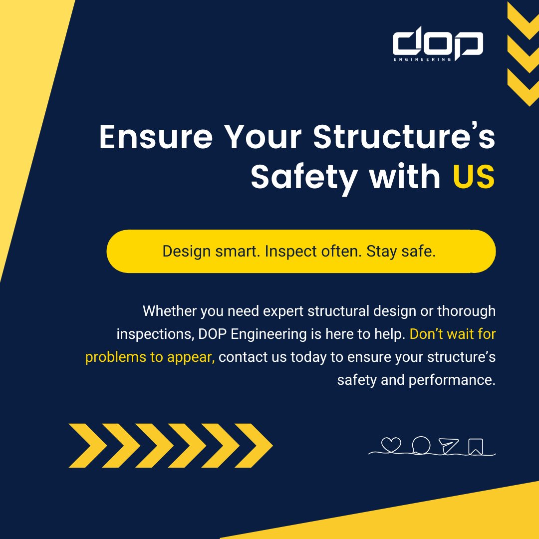 DOP_Engineering's tweet photo. Safety is built into everything we do at DOP Engineering. From resilient designs to detailed inspections, we make sure your structure stands strong for years to come. 🏗️

Ready to secure your building’s future? Contact us today!

#SafetyInDesign #Inspections #StructuralIntegrity https://t.co/QzOjA1GcnM