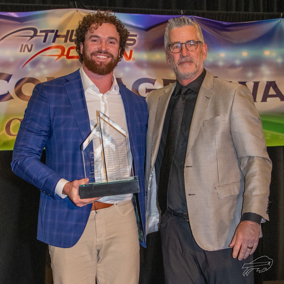 Congratulations to <a href="/dawson_knox/">Dawson Knox</a>! 

Knox was honored as the 21st Call to Courage award winner by Frank Reich: bufbills.co/425y83W