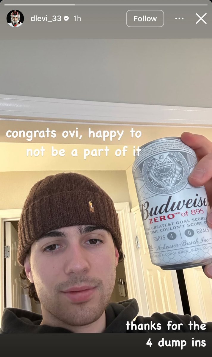 PuckReportNHL's tweet photo. #Sabres goalie Devon Levi on insta 🤣 https://t.co/GL27ZyAXIa