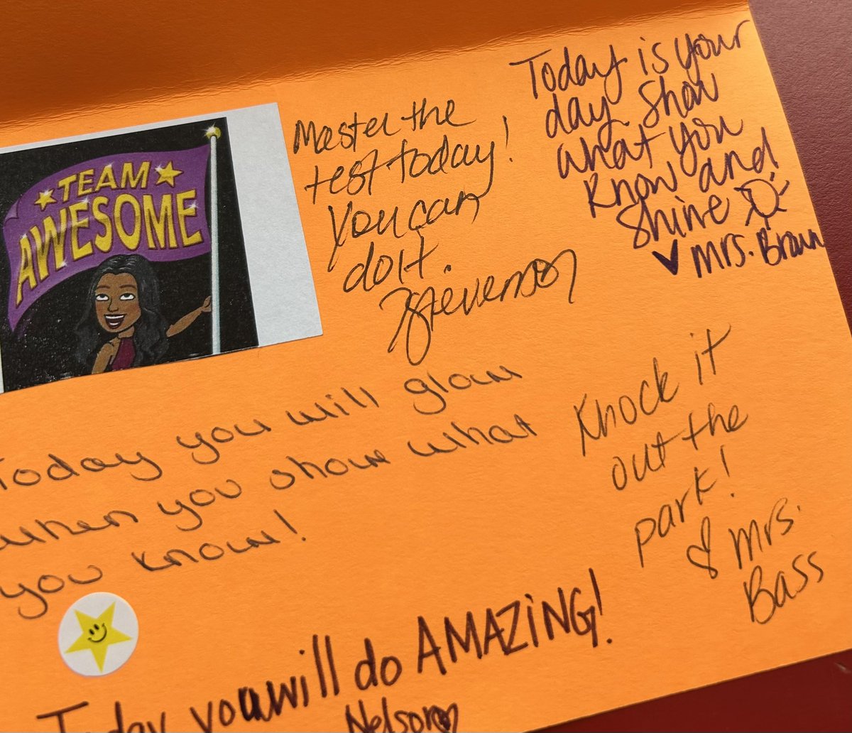 totstevenson's tweet photo. It's the little things. All 3rd-5th grade students @BLELancaster will receive a positive postcard from their teachers and admin. to encourage them to do their best on the STAAR test next week. 🧡🖤 #countdowntoSTAAR #watchuswork https://t.co/gMZG3X4SJi