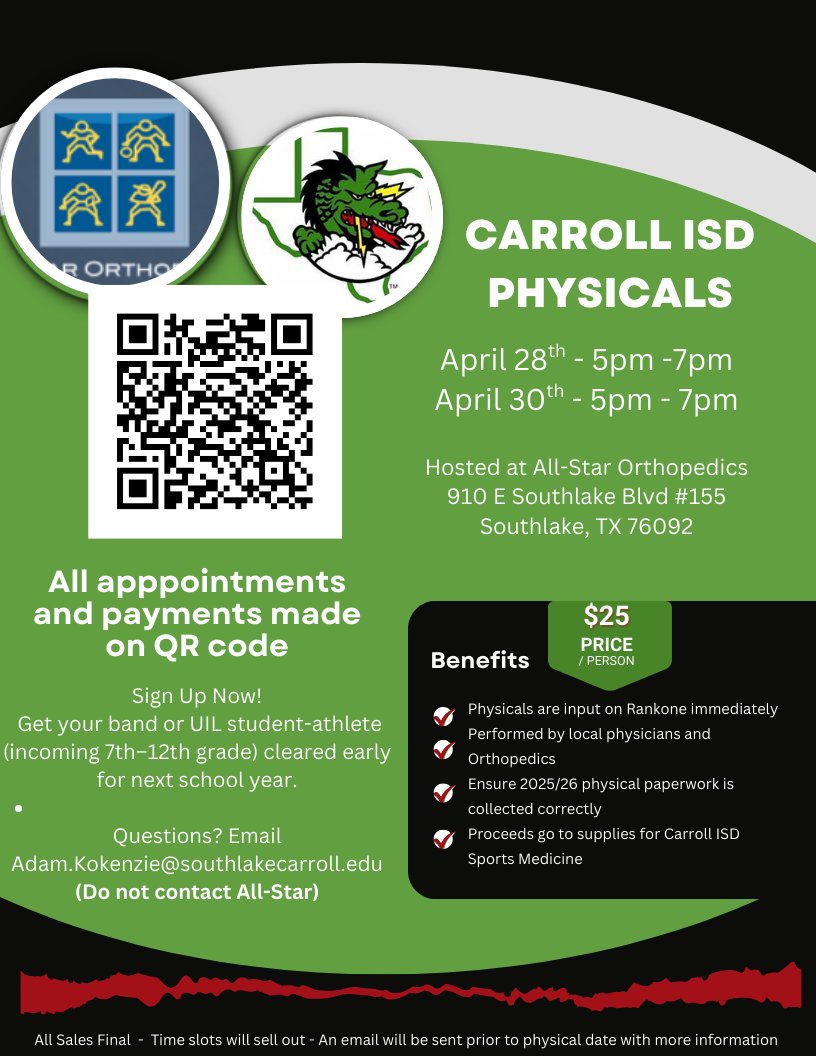 Physicals for 2025-2026 school year! Registration now open!