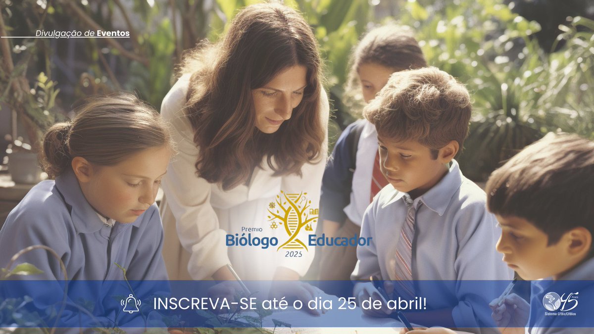 crbio07's tweet photo. Se você é Biólogo(a) e desenvolveu atividades educativas em 2024, inscreva-se até 25/04 no Prêmio Biólogo Educador 2025.

Consulte o edital e participe: https://t.co/HVo2Pn2MyF https://t.co/VJTYOZHNJ8