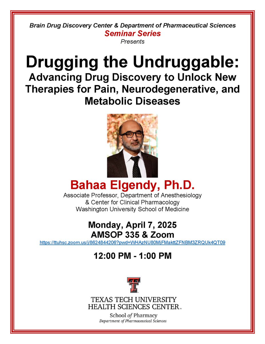 ElgendyBE's tweet photo. Had a great visit to Texas Tech University Health Sciences Center School of Pharmacy @TTUHSCSOP connecting with faculty and students and learning more about their wonderful work. Many thanks to @Mahmoudsalama83 for the warm welcome and hospitality! https://t.co/MTril1sTzJ