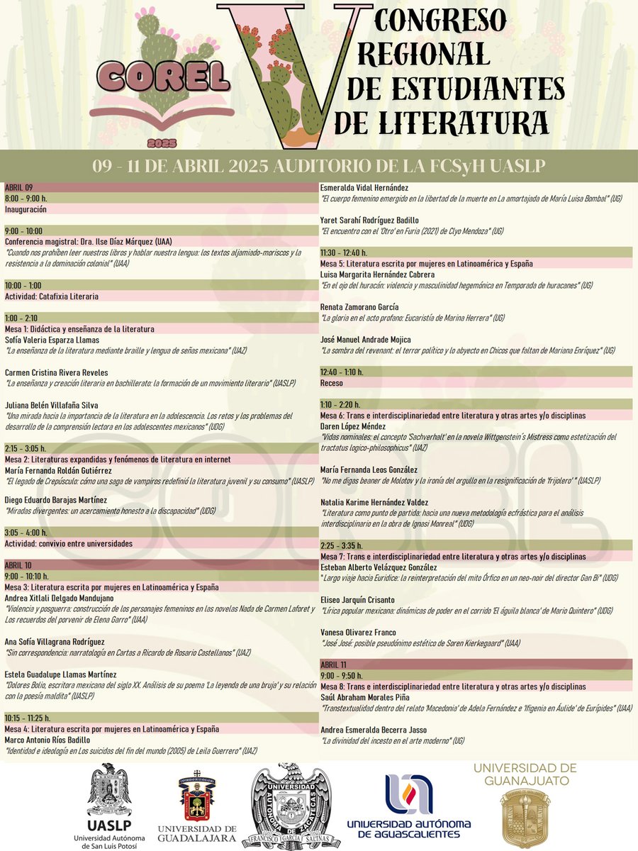 csyhUASLP's tweet image. Descarga el programa completo: sociales.uaslp.mx 
#COREL #UASLP #literatura
