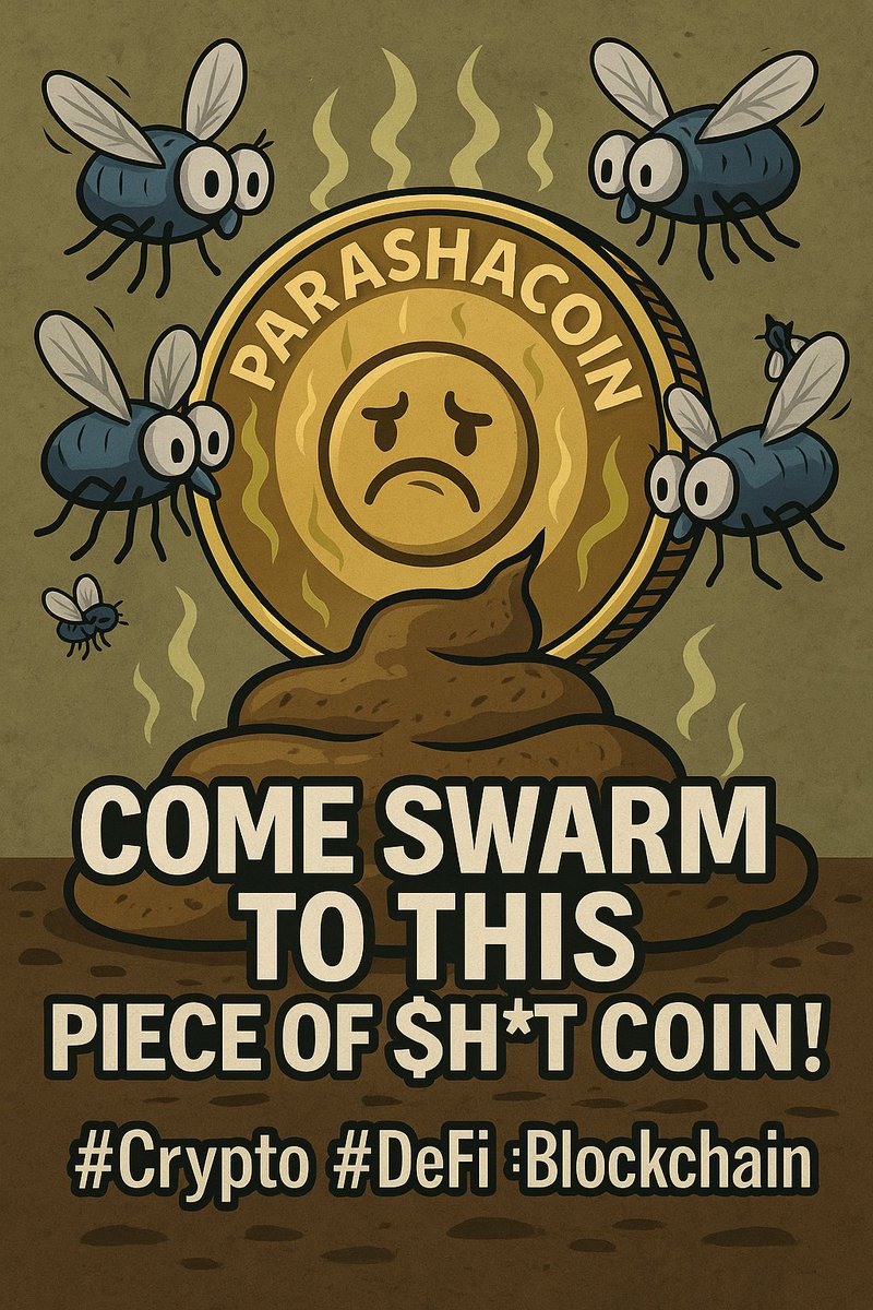 parashacoin's tweet photo. Launched $PARASHA — a token so useless it makes rugpulls look honest.
No tech. No hope. Just toilet-tier memes and unbearable stench.
Buy it, hate it, cry later.
#ShitcoinSeason
#CryptoDegen
#MemeCoinMadness
#CryptoScamAlert
#ParashaArmy
#RugPullIncoming https://t.co/qTG8DWNbIv