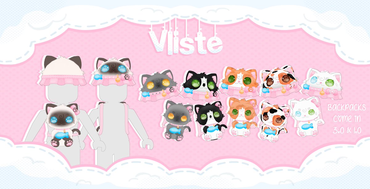 🩷 Just released these super cute kitty bucket hats that come with matching backpacks 3.0 &amp; 1.0! 🩷  

You can find everything here: roblox.com/communities/74…

#roblox #robloxugc #robloxart #robloxdev #ugc