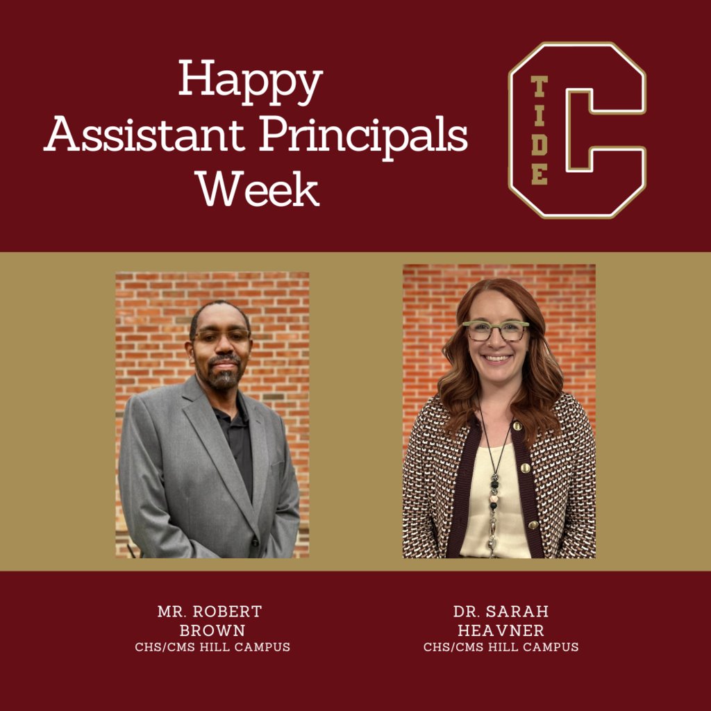 CBSDCrimsonTide's tweet photo. 🎉 Happy Assistant Principals Week!
Join us in celebrating Mr. Robert Brown and Dr. Sarah Heavner for their incredible leadership and dedication at CHS/CMS Hill Campus. We appreciate all you do! 👏🍎 #AssistantPrincipalsWeek #TidePride #ThankYou https://t.co/gayaP9F2IC