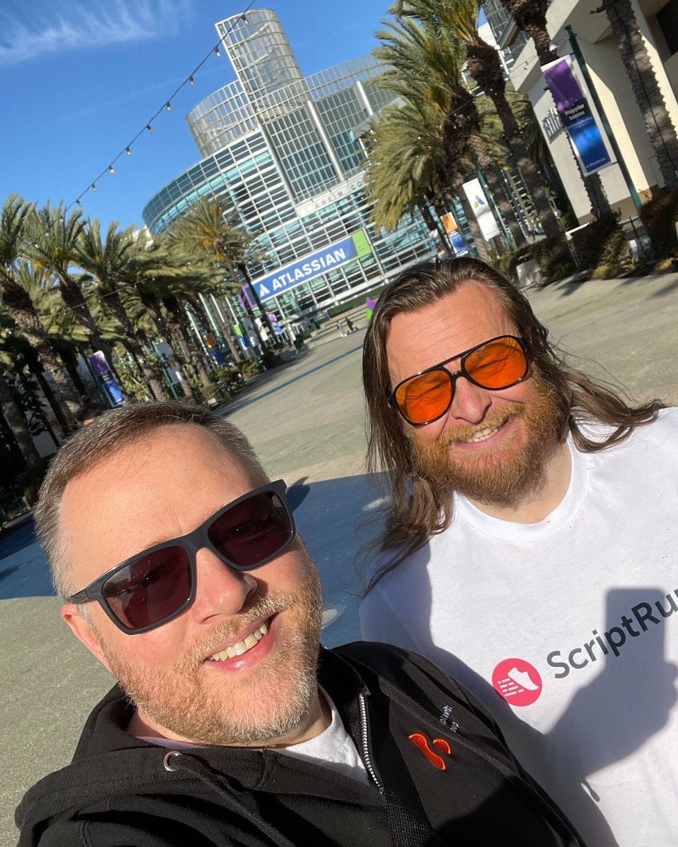 scriptrunnerhq's tweet image. Hello from sunny Anaheim! ☀️
It’s Day 1 at Atlassian #Team25, and the energy is high!
Say hi to the familiar faces from ScriptRunner — you'll find us at Booth 79.
#Team25 #ScriptRunner #AtlassianTeam25 #CommunityVibes