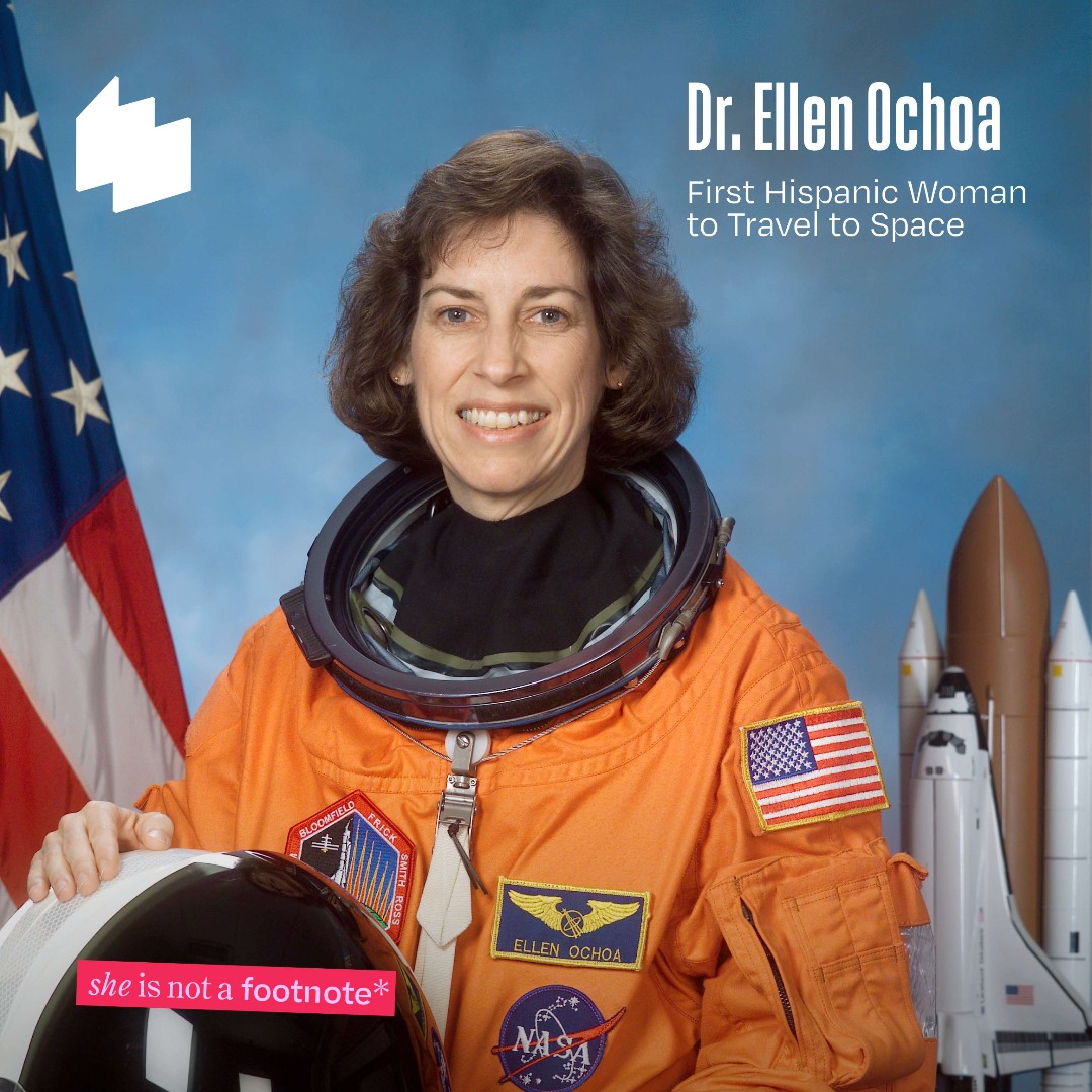womenshistory's tweet photo. #OnThisDay in 1993, #EllenOchoa became the first Hispanic woman to travel to space. Read our discussion with Ochoa about her @NASA career, women in aeronautics, and inspiring future generations of women through increased representation: https://t.co/01HcVPk1V6 #SheIsNotAFootnote https://t.co/QcjI7CZKIy
