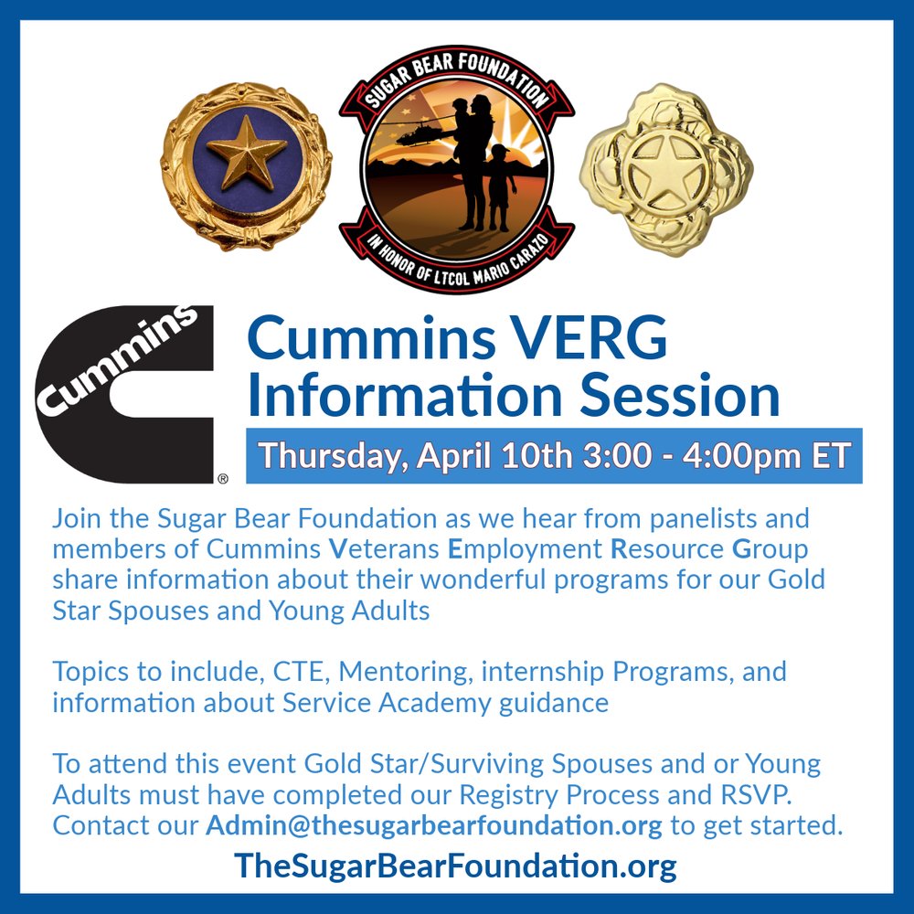SugarBearFdn's tweet image. Gold Star/Surviving Spouses and Support Coordinators join us this Thursday. Contact us to learn more. #Goldstarspouses #Militarywidows #militarysurvivingspouses
thesugarbearfoundation.org/new-events/202…
