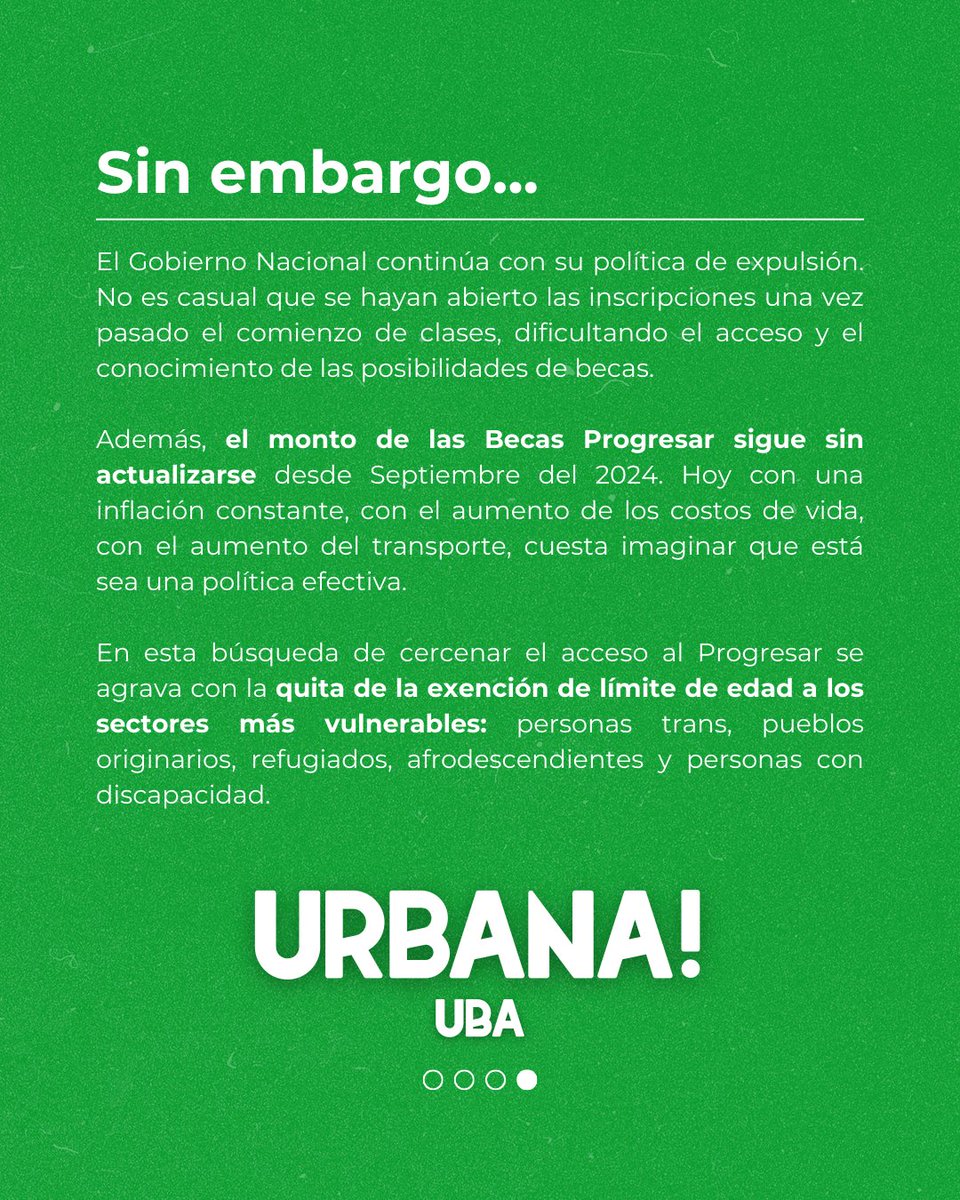 urbanasociales's tweet photo. BECAS PROGRESAR 📝
¡Abierta la convocatoria!

👉 Hasta el 20/4 está abierta la inscripción para percibir las Becas Progresar. ¡Te contamos cómo anotarte y los requisitos!

#UBA #SocialesUBA #CBC #FSOC #BecasProgresar https://t.co/ydBWg5q7TG