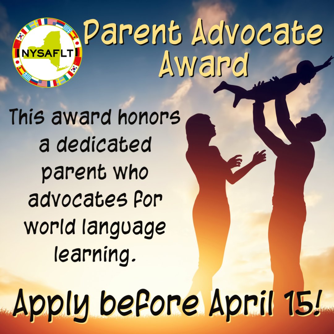 Do you know someone who isn't a language teacher but supports language learning through their role in the community? Consider nominating them for one of our Annual Conference awards.  Deadline is April 15th. nysaflt.org/awards