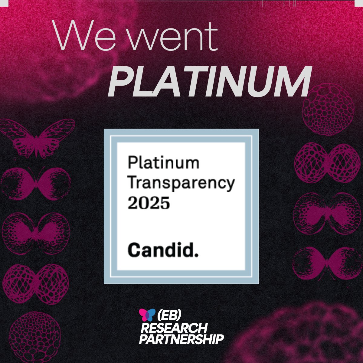 We have an announcement! 📢

We have earned another Platinum Seal of Transparency with <a href="/CandidDotOrg/">Candid</a>! 🦋

What does this rating mean? It indicates that a nonprofit organization has achieved the highest level of recognition for transparency, signifying that they share detailed