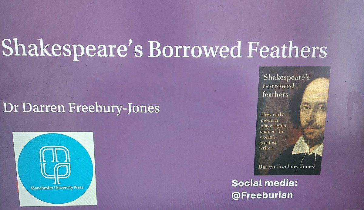 A real honour to be invited to speak about my book SHAKESPEARE'S BORROWED FEATHERS for the Shakespeare Club of Stratford-upon-Avon this evening. A lovely audience.

<a href="/ManchesterUP/">Manchester University Press</a>