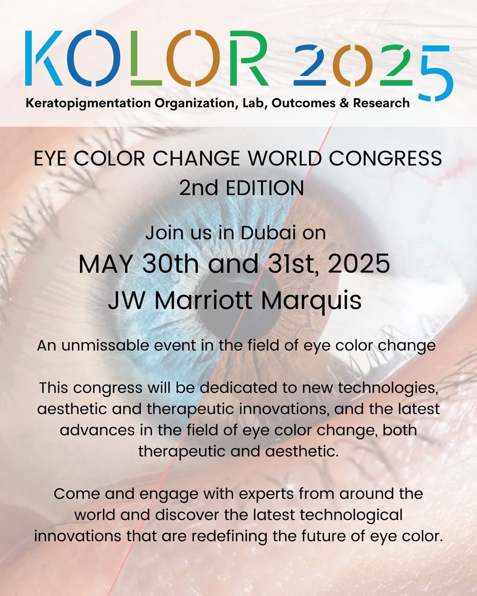 KOLORCongress's tweet photo. We’re thrilled to welcome Pr. Damien Gatinel to the KOLOR Congress in #Dubai on May 30–31! Head of Refractive #Surgery at Rothschild Hospital &amp; PhD in math, he co-invented the 1st trifocal IOL. A global leader in #ophthalmology &amp; #eyecolorchange! 
#KOLORCongress #science https://t.co/FFdSgBqWIG