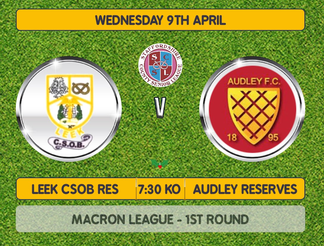 audleydev's tweet photo. THIS WEEKS MIDWEEK FIXTURES ⚽️

WEDNESDAY 🗓️

Development Team 🆚 Leek CSOB Reserves
🏆 Macron League - 1st Round
⏰ 19:30 KO
📍 Pointon Park, ST13 7BP

🔴⚪️⚽️⚪️🔴 https://t.co/opw2XDrJyC