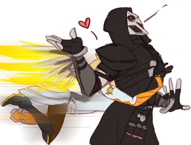 NobelKnightx's tweet photo. Carefull My Back 
#overwatch #gamer #gaming 
#blizzard #mercy #reaper 
#mercykill  #cute #kawaii 
#relationshipgoals #mood #romance #love #ow https://t.co/yo0AfetKez
