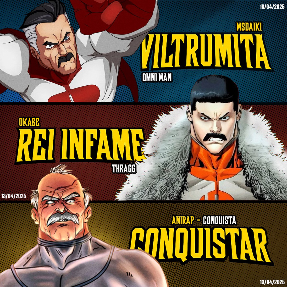 Okabeyal's tweet image. 🚨 13/04/2025 É O DIA QUE OS VILTRUMITAS INVADEM A TERRA 🚨
MsDaiki, Okabe e Anirap lançarão "Omiman", "Thragg" e "Conquista" no mesmo dia!
Três sons insanos pra deixar o fone no máximo e a vibe lá no alto! 🔥
Qual vai pro repeat primeiro? 👀
#MsDaiki #Okabe #Anirap