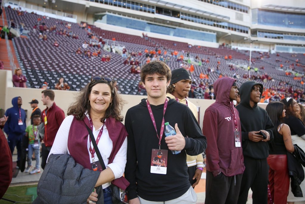 David12Green27's tweet photo. After a great conversation with @coachstuholt and @thecoachmccombs I’m blessed to recieve a scholarship offer to play @HokiesFB‼️ #GoHokies🦃

@DanOrnerKicking @HPCAFootball @CoachPryVT @davidfox12_ @VTScoop247 @kolby_crawford @EvanGWatkins247 @F00TBALLDAD @Coach_J_Fowler @NewLevelPerform