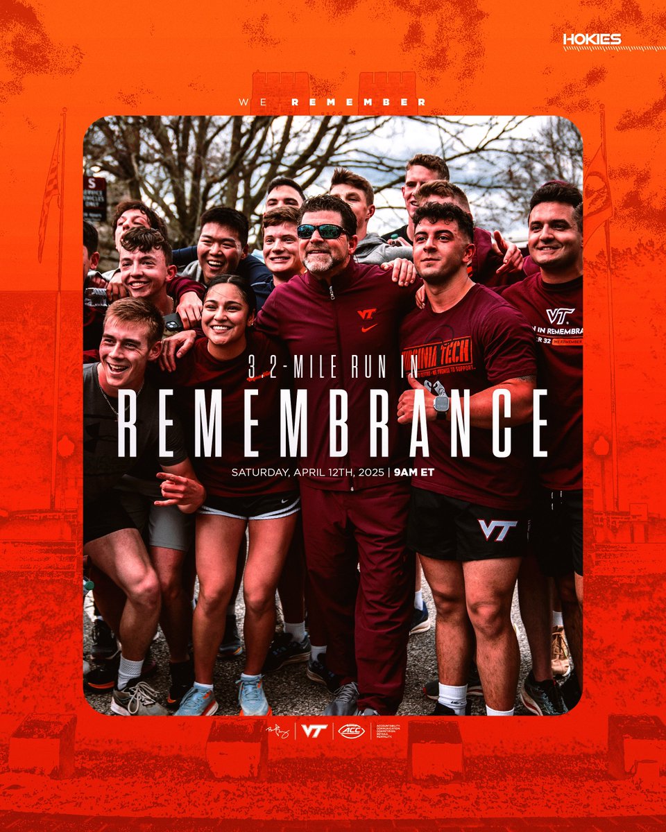 Together, we run. Together, we remember. VT’s annual Remembrance Run will start at 9 AM this Saturday 🏃🦃

#ThisIsHome | #VT32Run