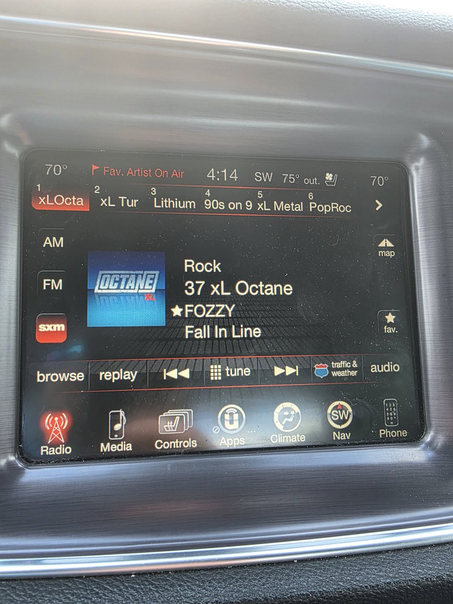 wickemic's tweet photo. @FOZZYROCK Rocking out to the world premiere of #FallInLine on @SiriusXMOctane @shannongunz https://t.co/aC5TCwldbW