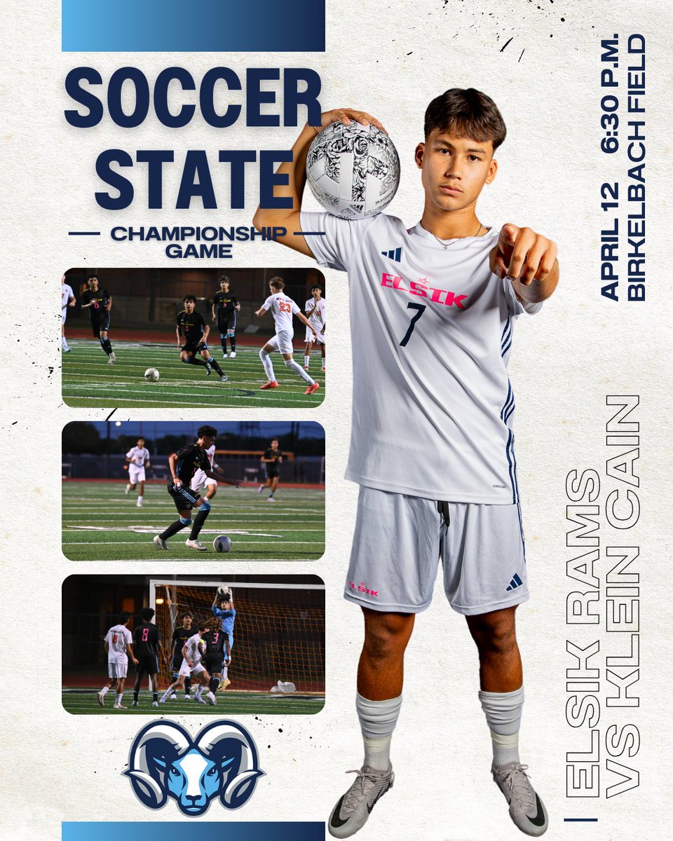 Alief ISD (@aliefisd) on Twitter photo The <a href="/ElsikHighSchool/">Elsik High School</a> Boys Soccer team is heading to the State Championship! Come support our Rams as they battle for the title on Saturday, April 12, at 6:30 PM at Birkelbach Field. ⚽
Let’s turn the stands BLUE—wear your Elsik pride loud and proud!
🎟️ Get your tickets here: The <a href="/ElsikHighSchool/">Elsik High School</a> Boys Soccer team is heading to the State Championship! Come support our Rams as they battle for the title on Saturday, April 12, at 6:30 PM at Birkelbach Field. ⚽
Let’s turn the stands BLUE—wear your Elsik pride loud and proud!
🎟️ Get your tickets here: