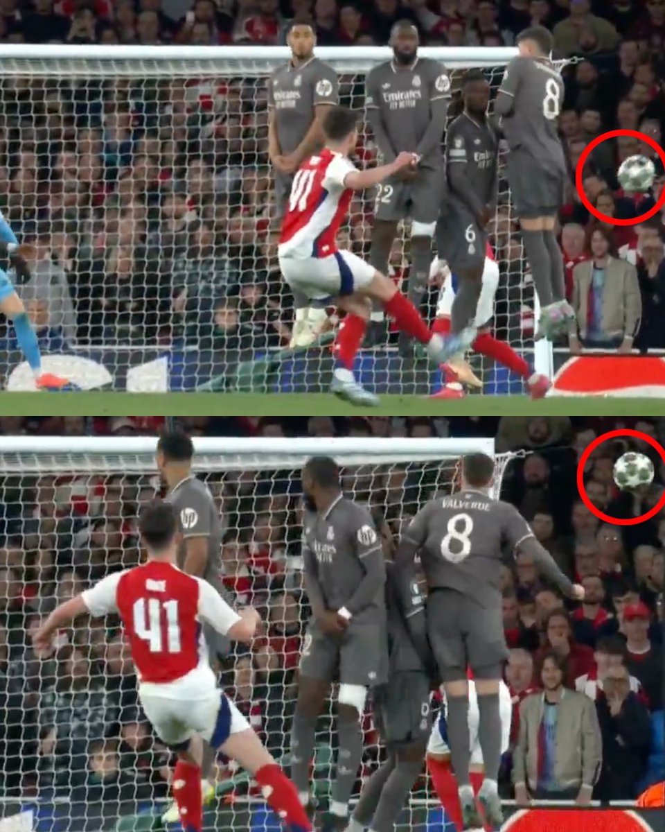 Vean nada más el efecto que tomó la pelota. Qué comba le puso Declan Rice. Solo así podía vencer a Thibaut Courtois. Qué perro golazo. OBRA DE ARTE.