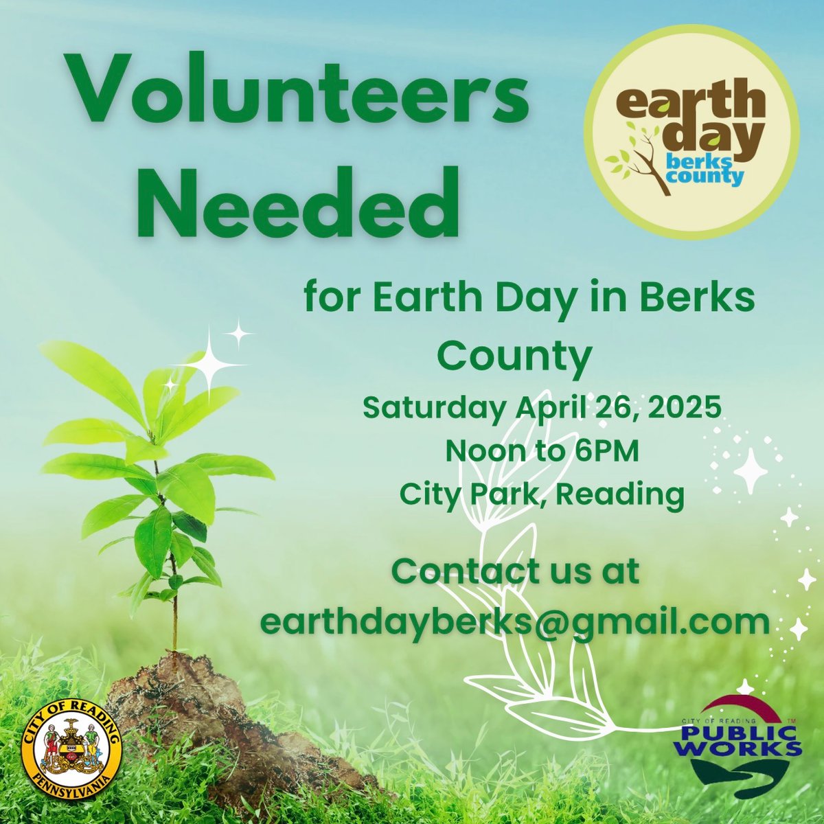 BerksEarthDay's tweet photo. Earth Day  Berks will be bigger and better than ever!  Stop by and spend the day with us. Help us out by volunteering and enjoy all the festivities at the same time. https://t.co/Ysl3QFBW7v