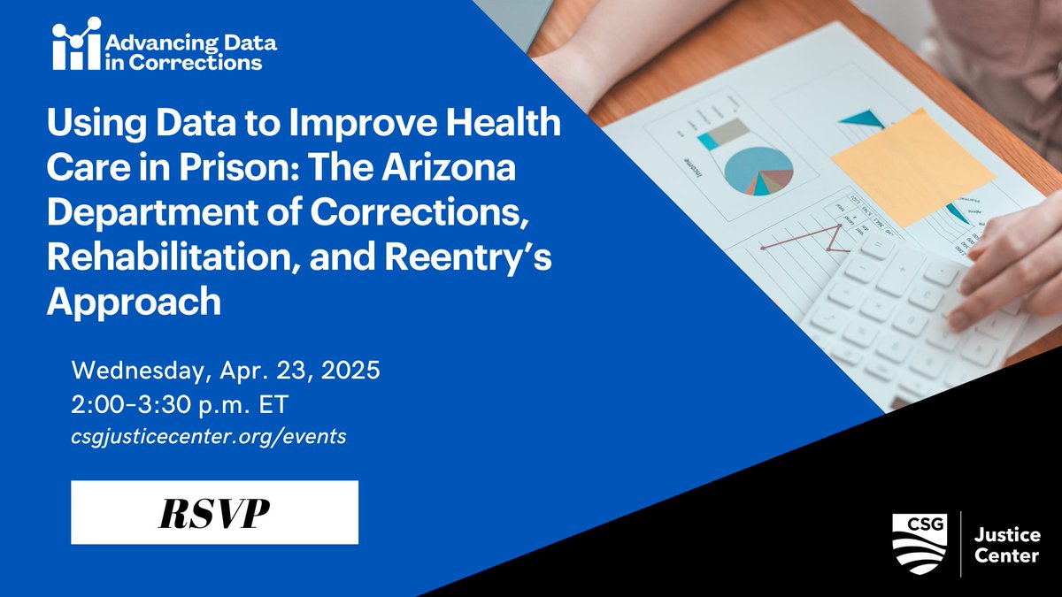 CSGJC's tweet photo. Technology & data analytics can help corrections agencies address the significant challenges they face. Learn how @AZCorrections is #AdvancingDataInCorrections with improved measurement & accessible reporting to address critical health care needs: https://t.co/QmL4jtV0L5. https://t.co/tRnn499sJR