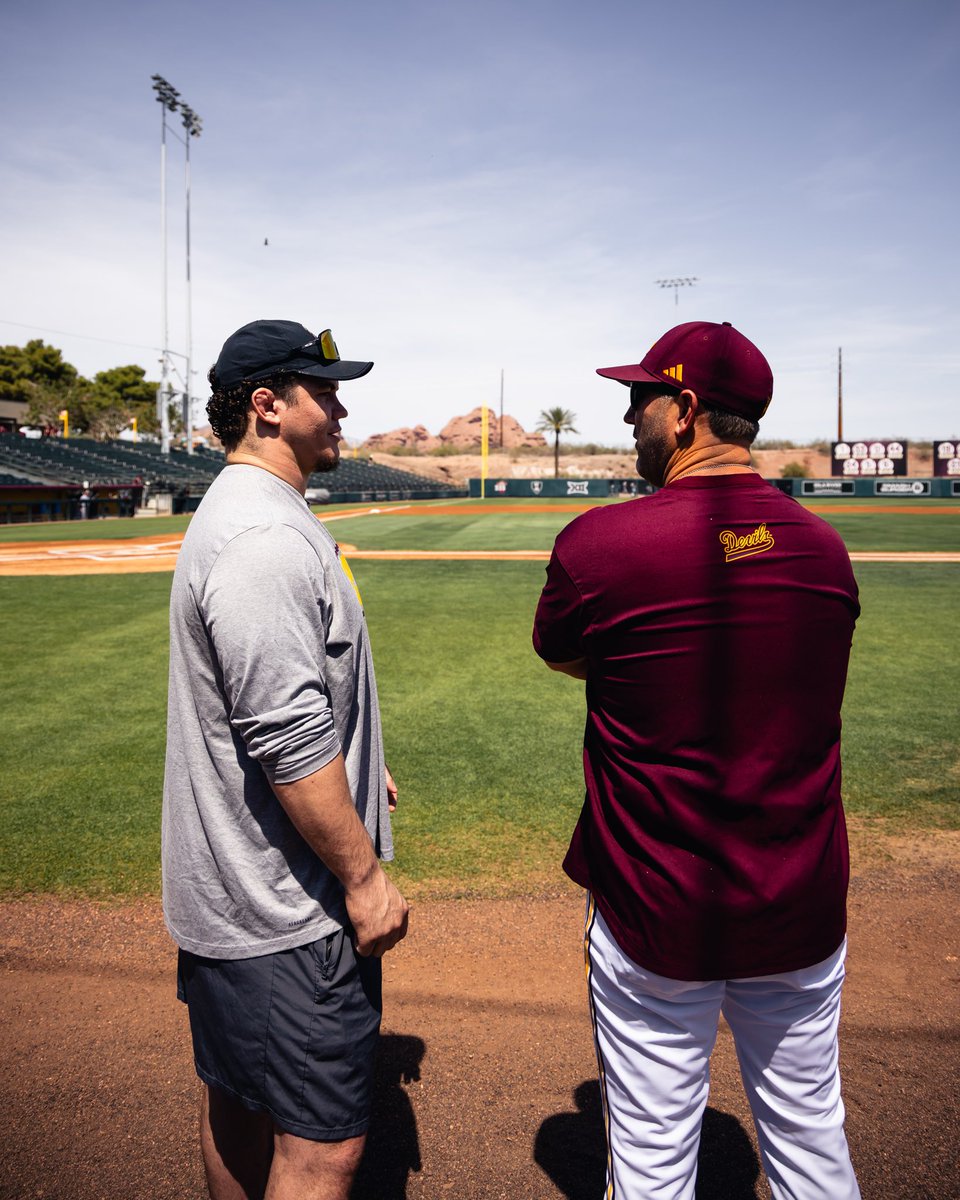 ASUWrestling's tweet photo. .@TheCohlTrain threw out today’s first pitch before @ASU_Baseball tilt this afternoon 😎

#ForksUp /// #O2V https://t.co/4FsJ2jE6Me