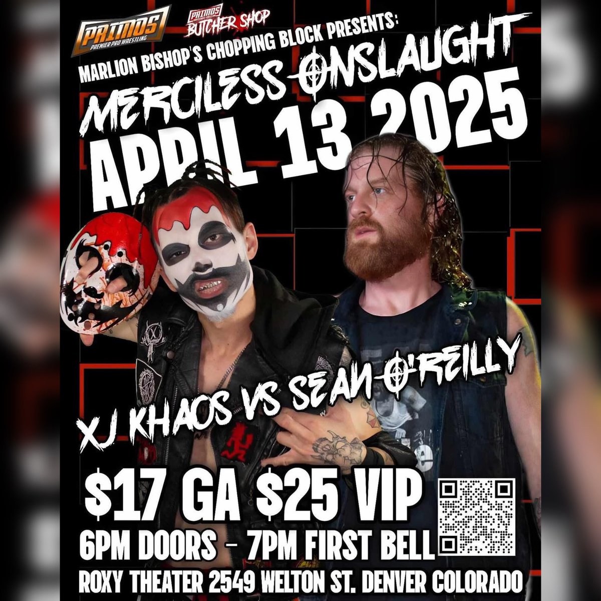 XJKhaos's tweet photo. Three shows this month. Who’s ready for some wild shit to happen! Catch me in Kansas this Saturday for MEW, then back in Denver Sunday night for Primos, then Thursday in Sin City Las Vegas for a special Primos show! #juggalo #wrestling #deathmatchjuggalo #psychowicked #snuffshit https://t.co/ka4IyNtDqp