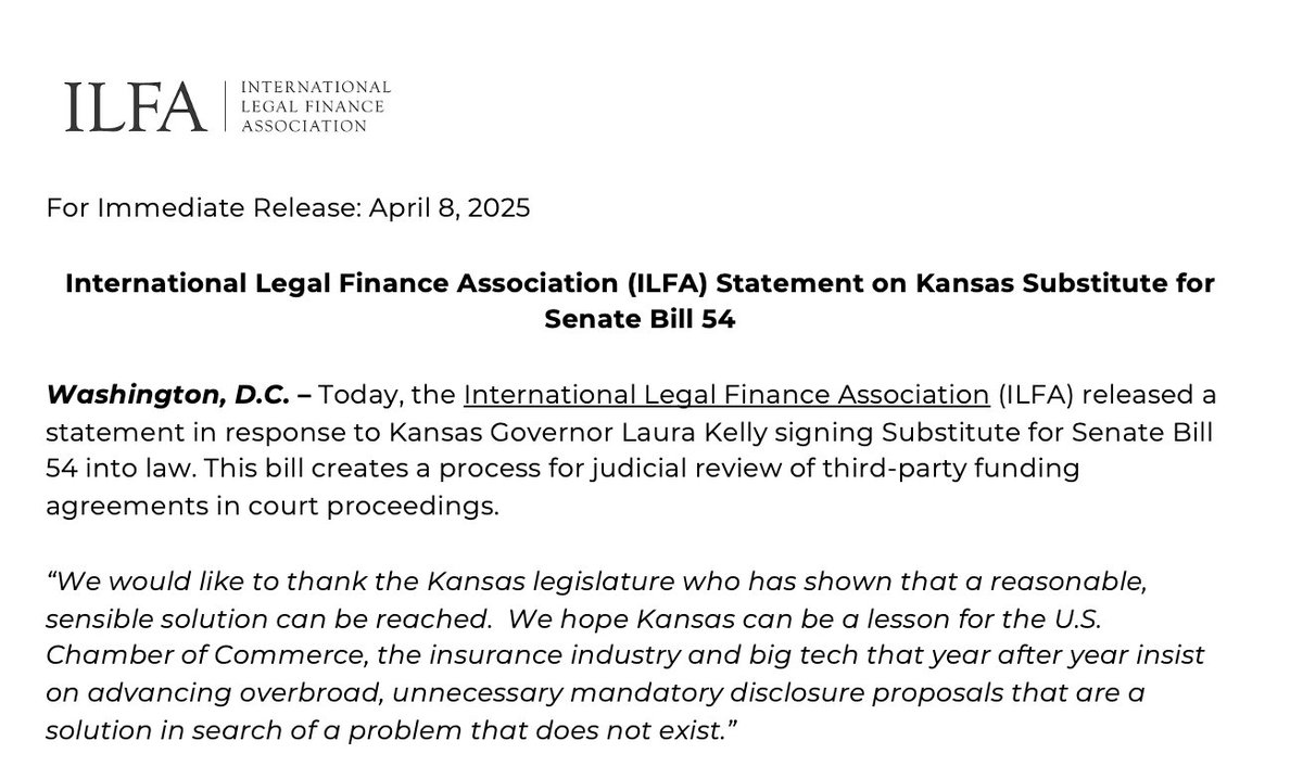 The Kansas legislature has shown that a sensible solution can be reached. We hope Kansas can be a lesson for the Chamber of Commerce, the insurance industry and big tech that overbroad, mandatory disclosure proposals are a solution in search of a problem that does not exist.