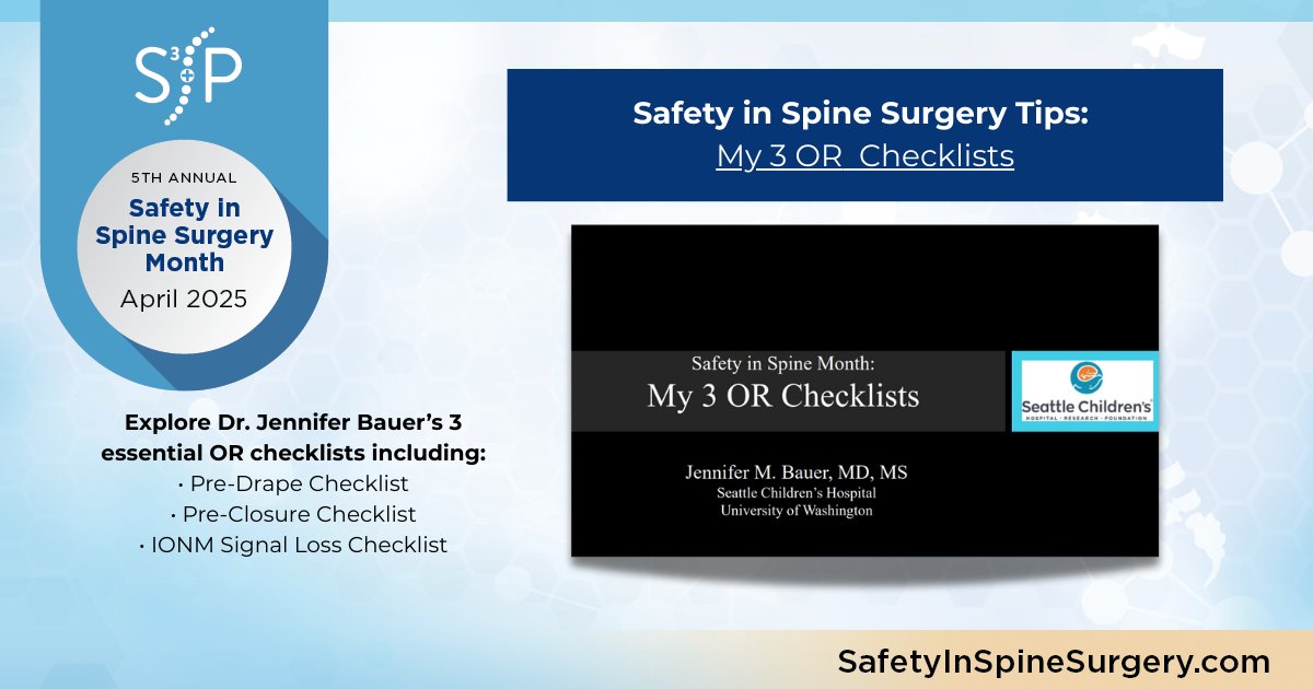 How do you enhance safety and streamline workflow in your OR? Dr. Bauer shares 3 essential checklists she relies on to boost safety and efficiency in the OR

✅ Pre-Drape Checklist
✅ Pre-Closure Checklist
✅ IONM Signal Loss Checklist

Read more: bit.ly/3Eapjww