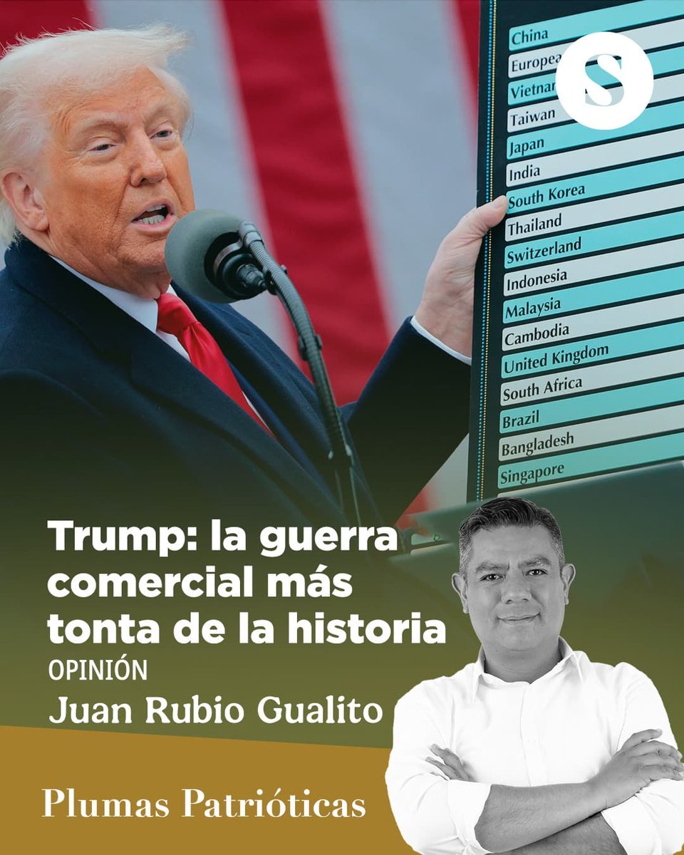 juanrubiog's tweet photo. La guerra comercial de Trump no solo enfrenta al mundo, también golpea a su propio país. Con aranceles masivos y un enfoque proteccionista, Estados Unidos se aísla y asume costos que recaen directamente sobre su población. En contraste, México avanza con estabilidad y crecimiento gracias a la estrategia de la Presidenta @Claudiashein.

Te invito a leer mi columna en @ElSoberanoMX: https://t.co/GsYA7F3ymp

#SigamosHaciendoHistoria
@GPMorenaCdMex
@MorenaCiudadMex