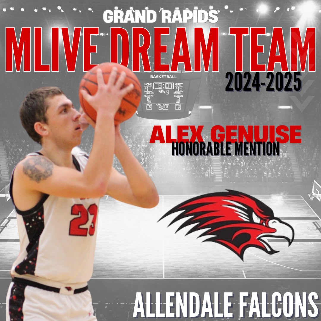 Congrats to Alex Genuise for getting Honorable mention for the MLive Dream team.  Way to represent Allendale Falcons!