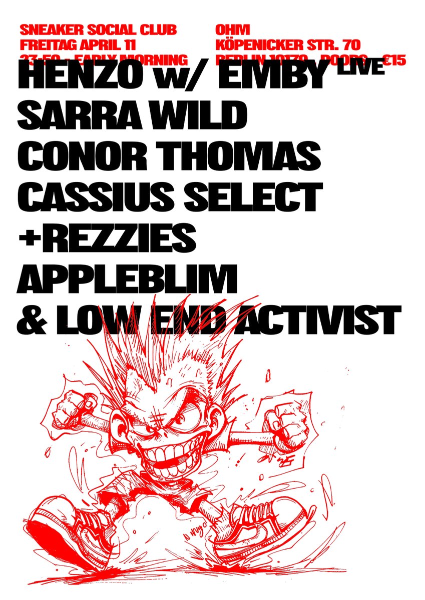 cthonor soma (@ctohnoomras) on Twitter photo back in Berlin at Ohm, Friday, opening Sneaker Social Club w/ Henzo live & Sarra Wild +++ back in Berlin at Ohm, Friday, opening Sneaker Social Club w/ Henzo live & Sarra Wild +++