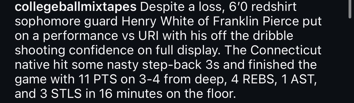 henrywh1te's tweet photo. 11pts 4reb 3stls 1assist (3/4 3pts)

In 16 minutes….

Vs A10 URI…

2 years of eligibility with a 3.5 gpa. Looking for a high level home. Will come workout anywhere anytime 😊…

#agtg✝️ https://t.co/Bo6j2u9MAd