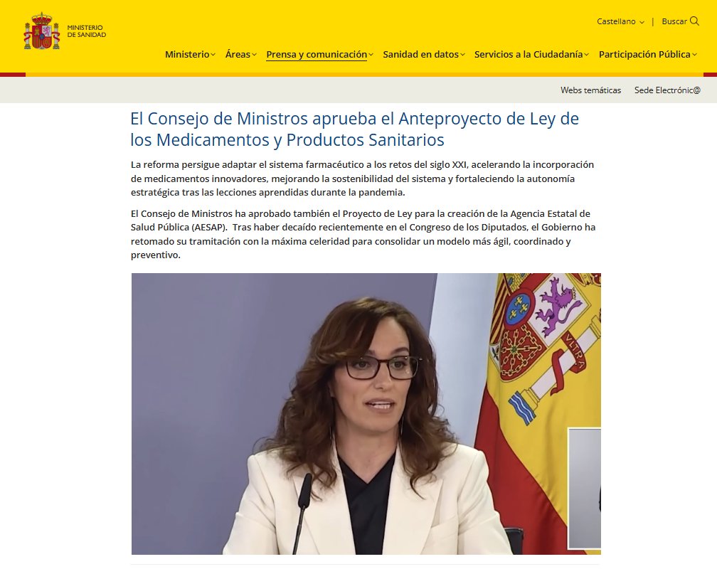 S.E.F.H (@sefh_) on Twitter photo ‼️🆕💊El Consejo de Ministros aprueba el Anteproyecto de Ley de los Medicamentos y Productos Sanitarios <a href="/sanidadgob/">Ministerio de Sanidad</a>
Algunas novedades:
✅Prescripción por principio activo
✅Medicamentos de primera prescripción
✅Nuevas medidas ante desabastecimientos
✅Incorporación más ágil de ‼️🆕💊El Consejo de Ministros aprueba el Anteproyecto de Ley de los Medicamentos y Productos Sanitarios <a href="/sanidadgob/">Ministerio de Sanidad</a>
Algunas novedades:
✅Prescripción por principio activo
✅Medicamentos de primera prescripción
✅Nuevas medidas ante desabastecimientos
✅Incorporación más ágil de