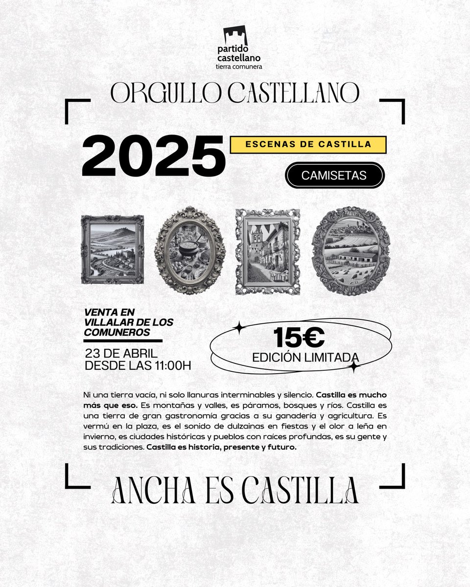 PartCastellano's tweet photo. Hablando de que Castilla es mucho más que campos de trigo… hemos hecho LAS CAMISETAS https://t.co/3r6A09xXBw