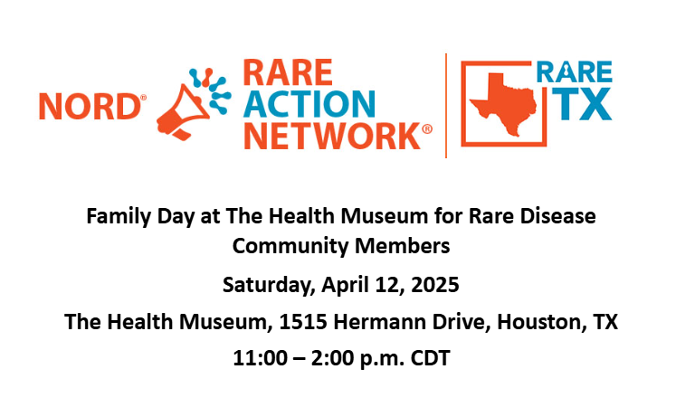 RareDiseases's tweet photo. Patients, join our #Texas Rare Action Network and the genetics team from the #NORD Rare Disease Center of Excellence at @bcmhouston/ @TexasChildrens for Family Day at @TheHealthMuseum on Saturday, April 12. Meet your local #RareDisease community and organizations, and enjoy the museum for free! Register here: https://t.co/TkIbot6aNT #TX