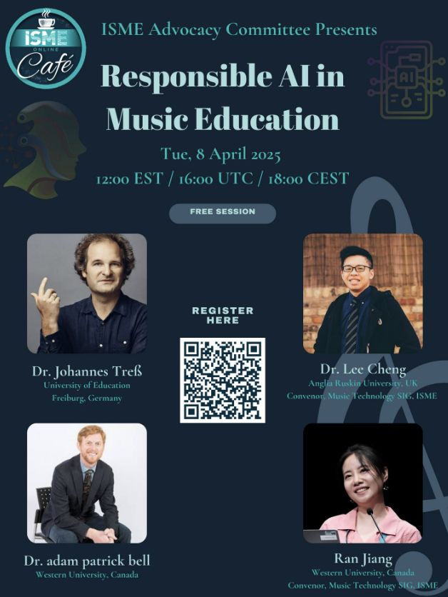 🎶 How can we use AI responsibly in music education?

Catch the full recording of ISME’s Online Café featuring global experts in music tech + pedagogy.

📺 Watch now: youtu.be/7ld3G49GAPY
#ISME #AIinEducation #MusicEd #ResponsibleAI #EdTech #AIinMusic
