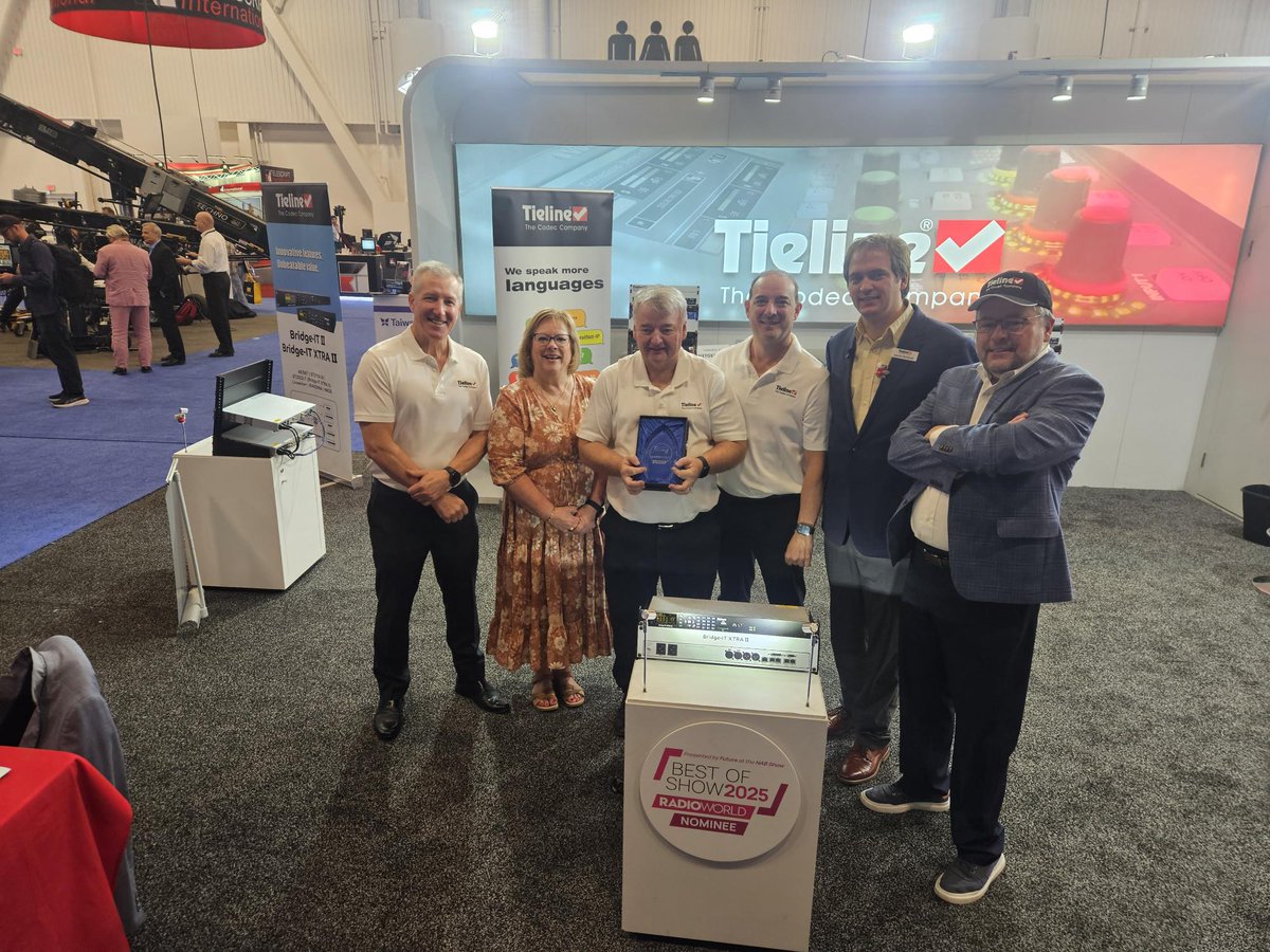 Tieline's tweet image. We won a #RadioWorld #BestOfShow award for the #Tieline Bridge-IT XTRA II at the #NABShow ! Congratulations to everyone who worked so hard on developing this incredible codec.
