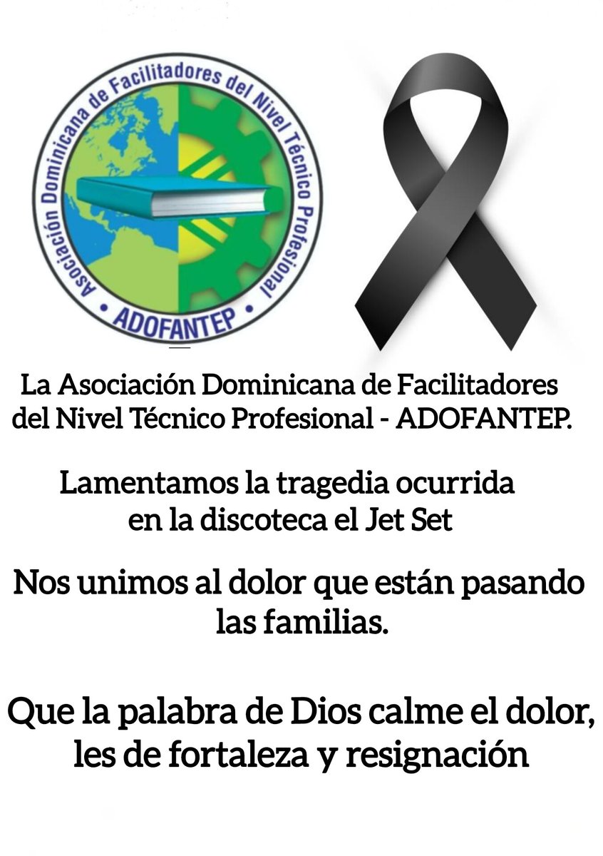 adofantep's tweet photo. Lamentamos la tragedia en la discoteca, Jet Set... https://t.co/M6lFEHQbKq