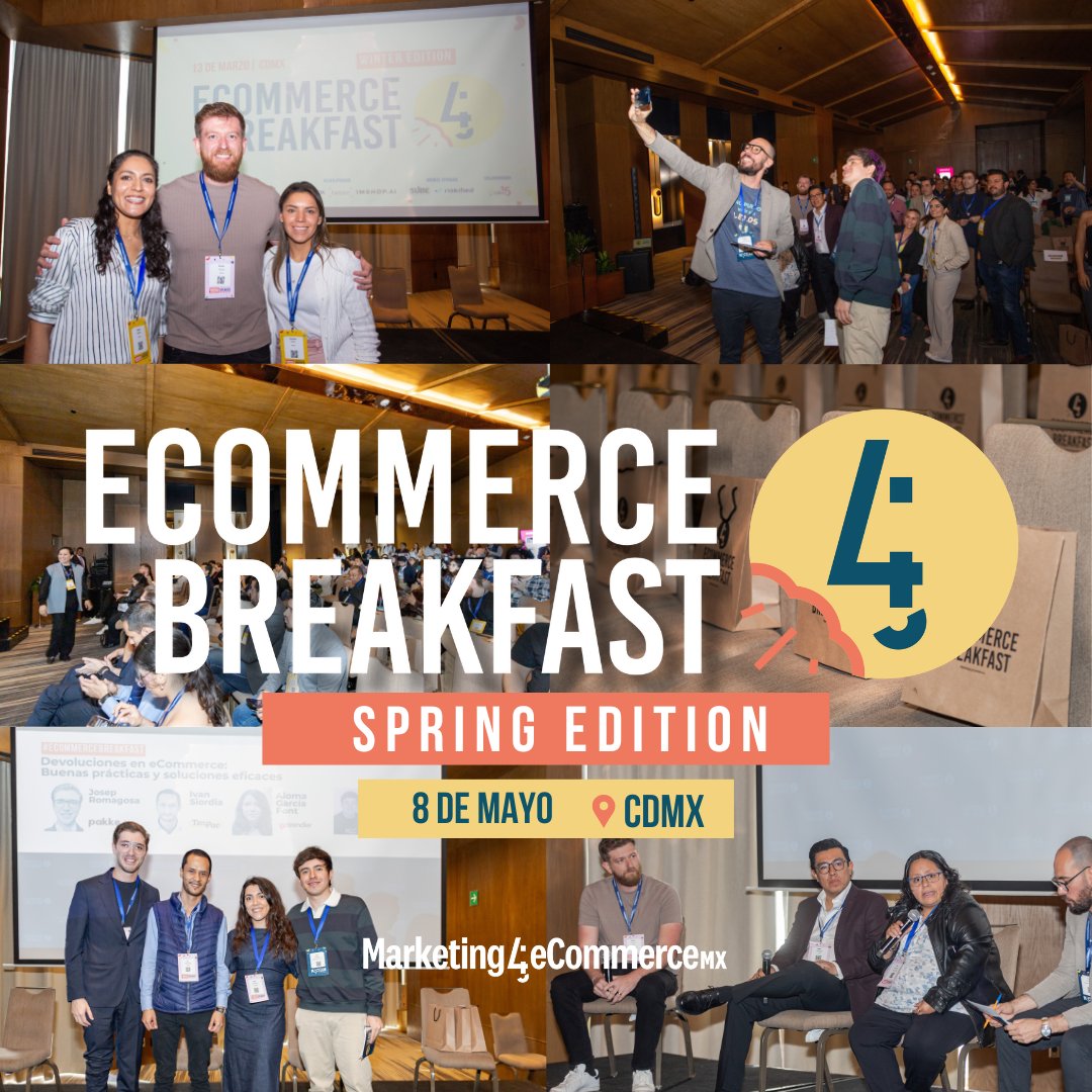 Mkt4eCommerceMX's tweet photo. El 2025 no se detiene... y nosotros tampoco 😉. 

Nos complace anunciarte que regresamos el próximo 8 de mayo con una edición más de nuestro #eCommerceBreakfast ☕️, el evento referente donde nos reunimos para explorar las #tendencias que revolucionan el #eCommerce 🛒 en #México. https://t.co/7AgHD6oJSC