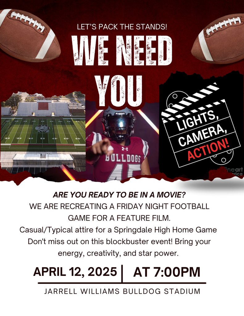 BayyariE's tweet photo. THIS SATURDAY- Be an extra in a feature film- spread the word! #SpringdaleFamily https://t.co/dPJ74jfuCg