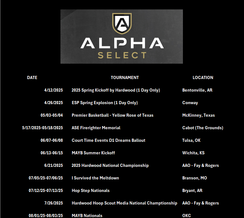 JenniferHouse22's tweet photo. 2025 Spring/Summer 2028 Alpha Travel Basketball Schedule - Season starts today with 1st practice! @Isaac_House13 https://t.co/e5UXLHGX1F
