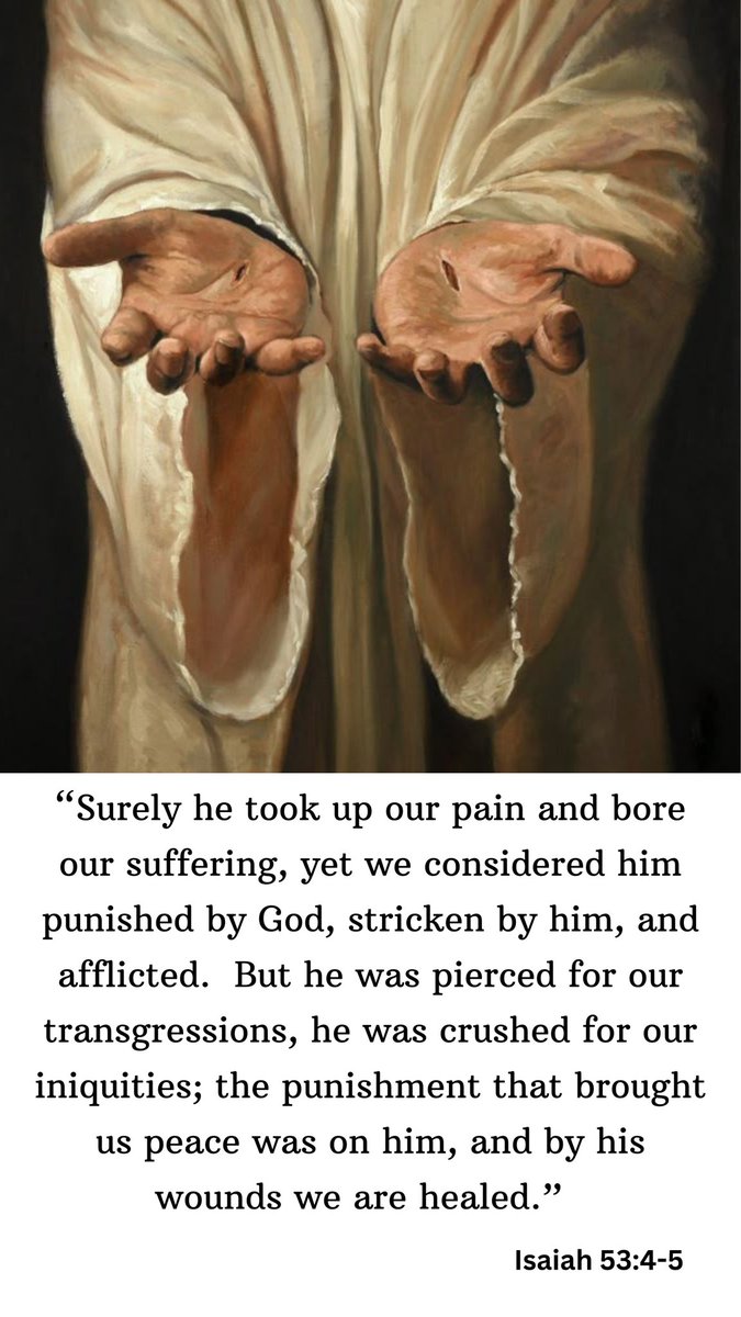 vj_the_one's tweet photo. Jesus was prophesied about by Isaiah about 750 years before his birth, as the suffering servant who brings us peace. By his wounds we are healed. 

Healed of violence. 
Healed of disease. 
Healed of pain. 
Healed of hatred.
Healed of betrayal. https://t.co/ivJZkaIXsJ